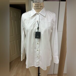 Massimo Dutti. Size 12. White cotton 100%. Long sleeve, button down, double cuff